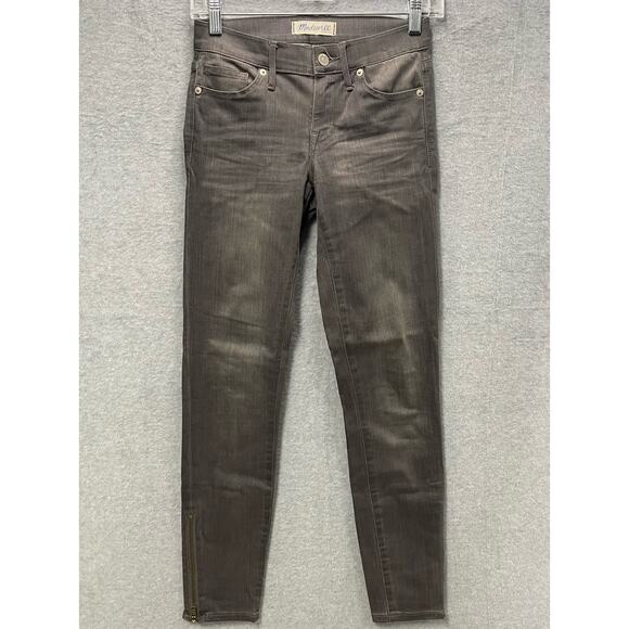Madewell Grey Skinny Ankle Zip Jeans Size 24 - Picture 1 of 6